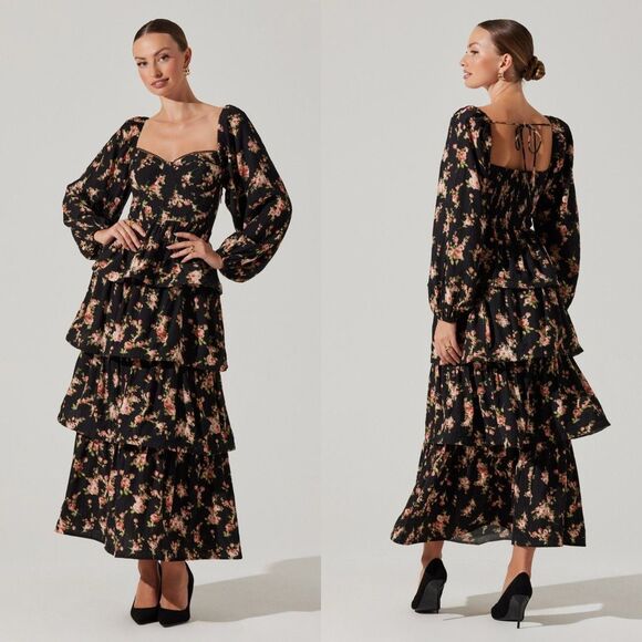 ASTR THE LABEL Aumie Tiered Floral Maxi Dress SIZE M $208 - Picture 1 of 11